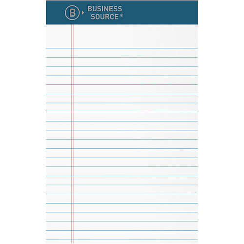 Business Source Premium Writing Pad x 5" Width x 8" Length - White Paper - Tear Proof, Sturdy Back, Bleed-free - 1 Dozen (BSN03105)