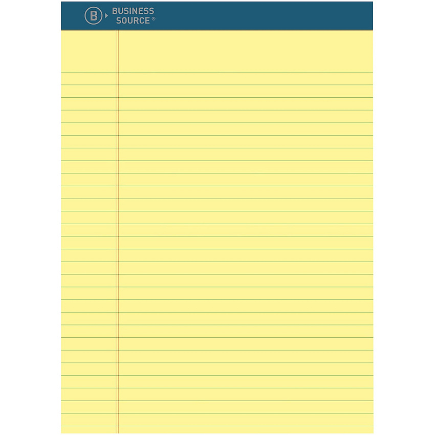 Business Source Premium Writing Pad 2.50" Height x 8.5" Width x 11.8" Length - Tear Proof, Sturdy Back, Bleed-free - 1 Dozen (BSN03108)