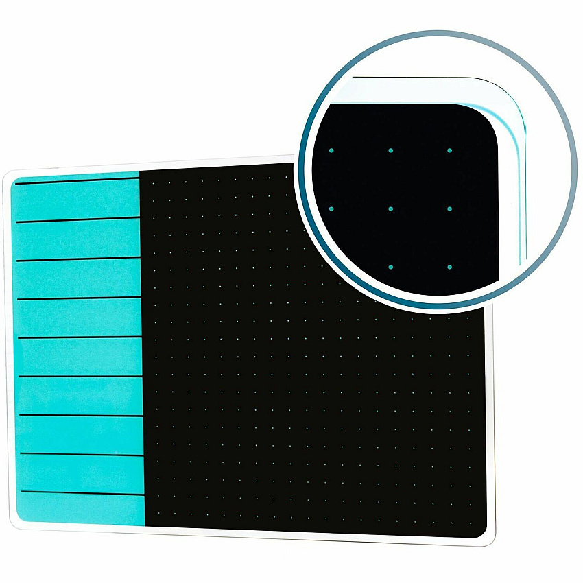 Viztex&reg; Glacier Teal & Black Plan & Grid Glass Dry Erase Board - 17" x 23" 17" (1.4 ft) Width x 23" (1.9 ft) Height - Tempered Glass Surface - Rectangle - Magnetic - Durable, Smudge Resistant, Magnetic, Frameless, Multi-Grid, Rounded Cor (FCVGM1723TP)