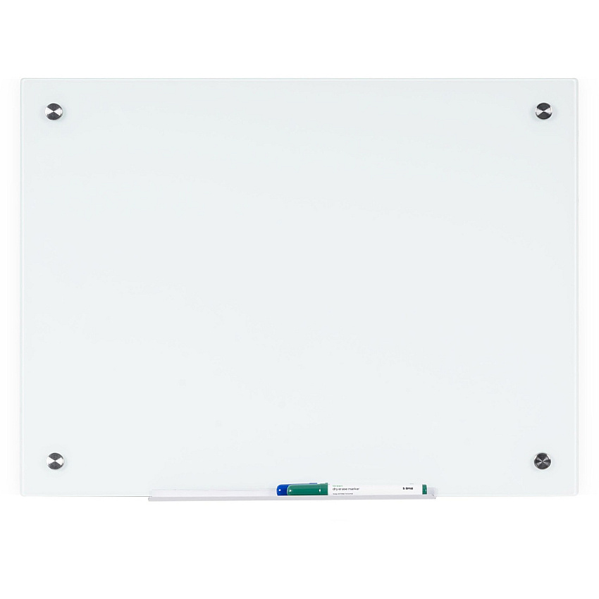 Bi-silque Magnetic Glass Dry Erase Board 48" (4 ft) Width x 72" (6 ft) Height - White Glass Surface - Rectangle - Horizontal/Vertical - Magnetic - 1 Each (GL120107)