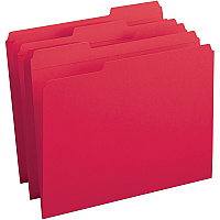 Business Source Reinforced Tab Colored File Folders Red - 10% Recycled - 100 / Box (BSN03171)