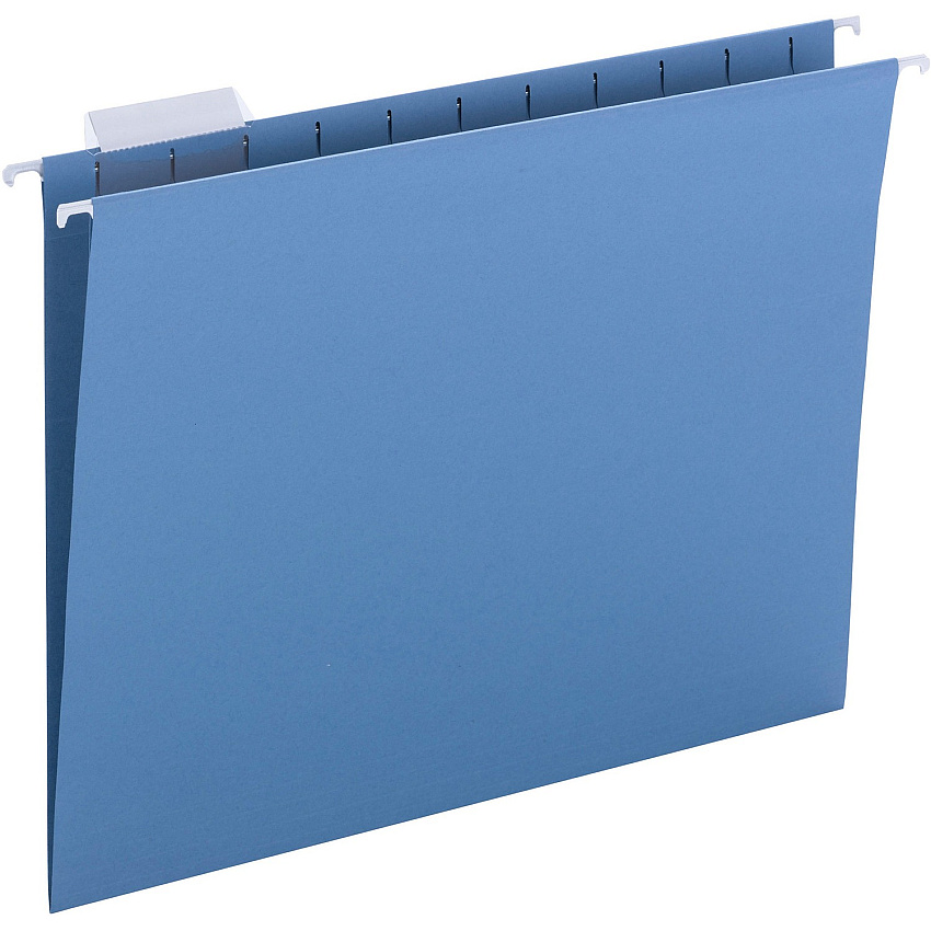 Business Source 1/5 Tab Cut Letter Recycled Hanging Folder 8 1/2" x 11" - Blue - 10% Recycled - 25 / Box (BSN03176)