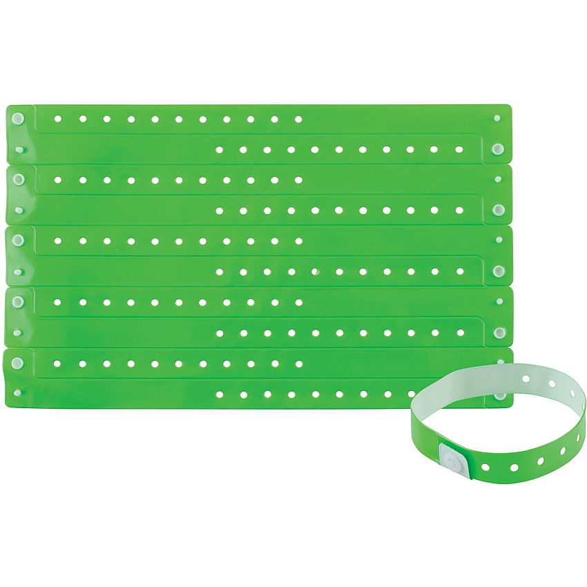 Advantus Colored Vinyl Wristbands Adjustable - 0" Height x 0.6" Width x 9.8" Length - Green - Vinyl - 100 / Pack (97763)
