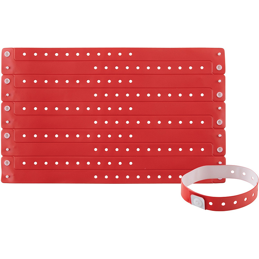 Advantus Colored Vinyl Wristbands Adjustable - 0" Height x 0.6" Width x 9.8" Length - Red - Vinyl - 100 / Pack (97761)