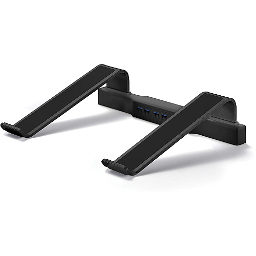 DAC Non-Skid Laptop Stand With 4-Port USB 3.0 Hub Up to 15.60" Screen Support - 20 lb Load Capacity - 3" Height x 12" Width x 9.75" Depth - Aluminum Alloy, Silicone, Acrylonitrile Butadiene Styrene (ABS) - Black - For Notebook - Non-skid, Durable, (21680)