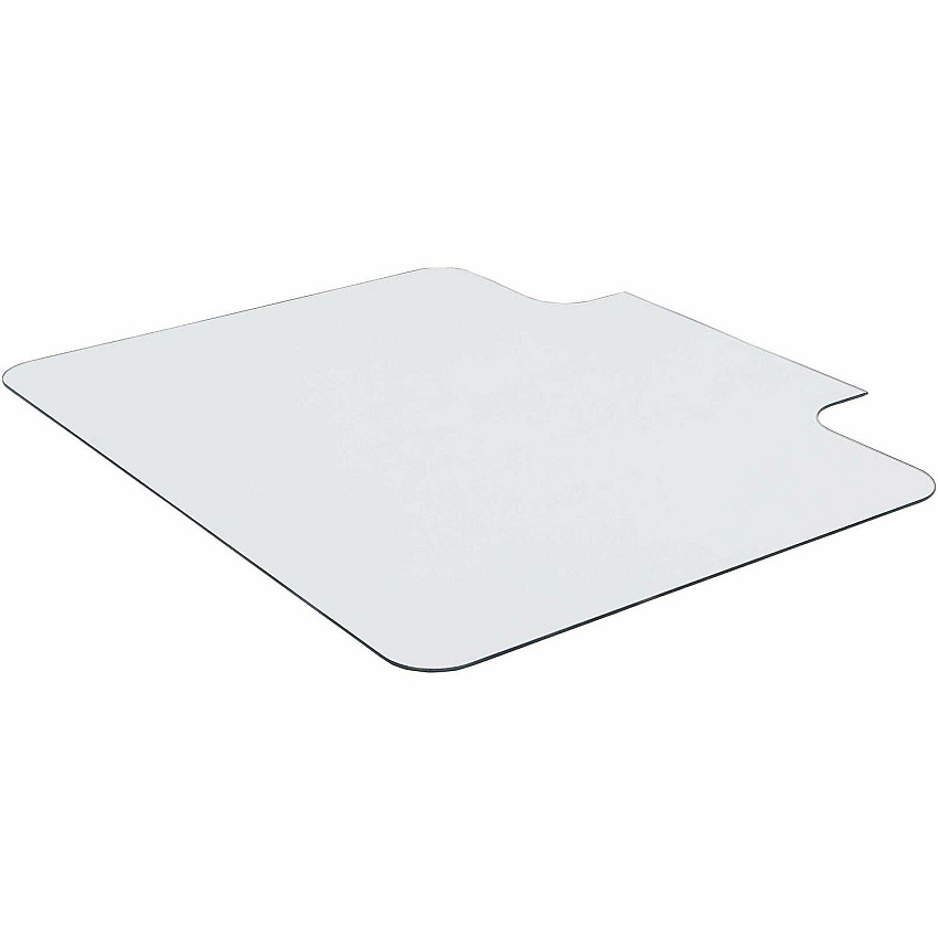 Lorell Tempered Glass Chairmat with Lip Hardwood Floor, Carpet48" Width x 36" Depth - Lip Size 23" Length x 6" Width - Tempered Glass - Clear - 1 Each (LLR82836)
