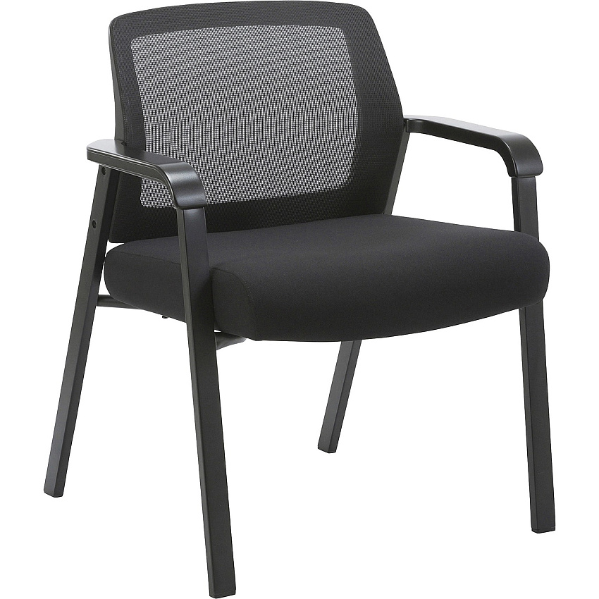Lorell Big & Tall Mesh Low-Back Guest Chair Fabric Seat Material - Mesh Back Material - Steel Frame Material - Low Back - Black - 1 Each (LLR67003)