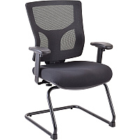 Lorell Conjure Guest Chair Fabric, Polyurethane Foam Seat Material - Mesh Back Material - Mid Back - Sled Base - Black - 1 Each (LLR62009)