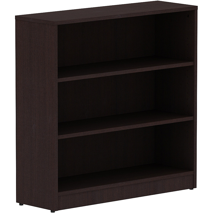 Lorell Laminate Bookcase 36" Width x 12" Depth x 36" Height - 3 x Shelf(ves) - Laminated, Sturdy, Contemporary Style, Square Edge, Adjustable Shelf - Espresso - Medium Density Fiberboard (MDF), Laminate - Assembly Required (LLR18276)
