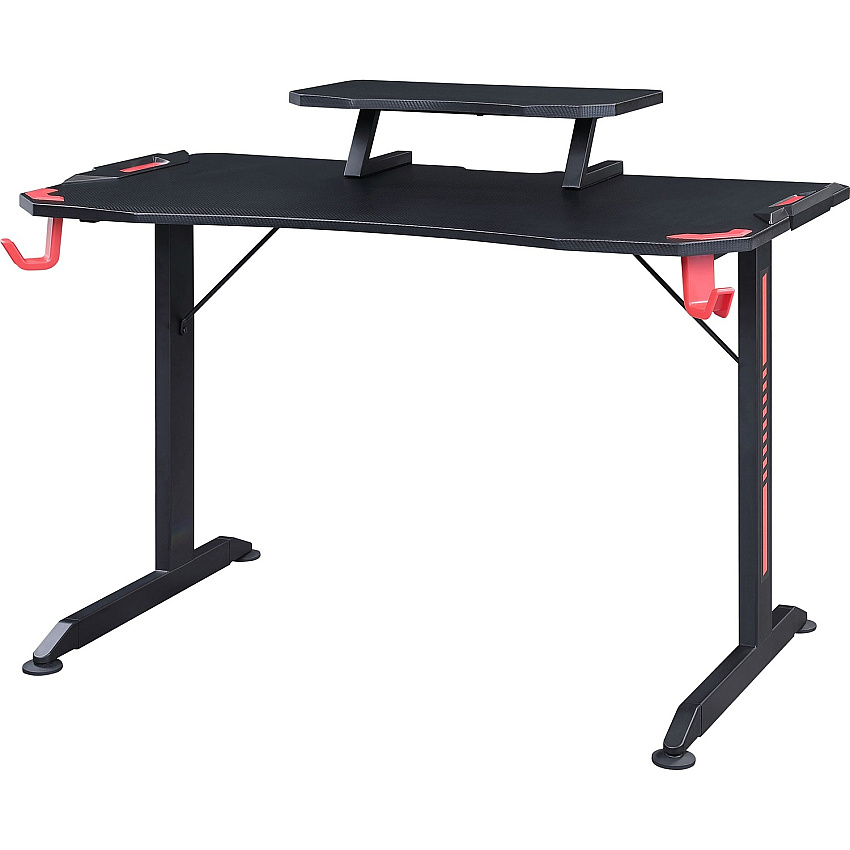 Lorell Gaming Desk Powder Coated Base - 127 lb Capacity - 36" Height x 48" Width x 26" Depth - Assembly Required - Black - Medium Density Fiberboard (MDF), Polyvinyl Chloride (PVC), Melamine, Carbon Fiber Top Material - 1 Each (LLR84393)