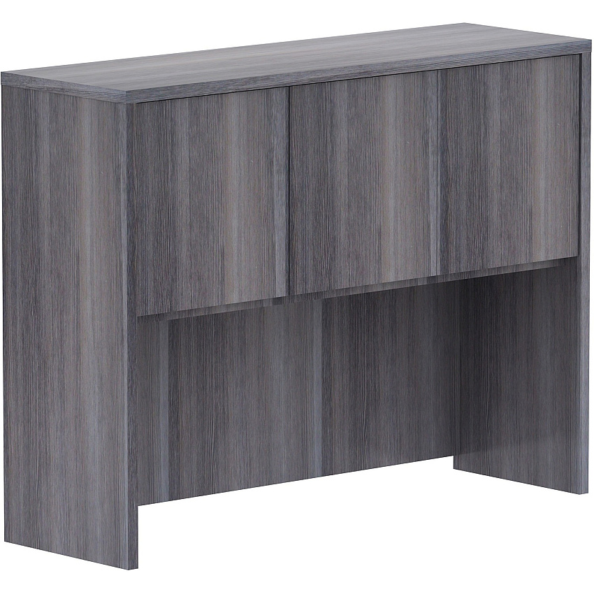 Lorell Essentials Series Stack-on Hutch with Doors 36" Height x 48" Width x 15" Depth - 3 Door(s) - Finish: Weathered Charcoal Laminate (LLR69621)