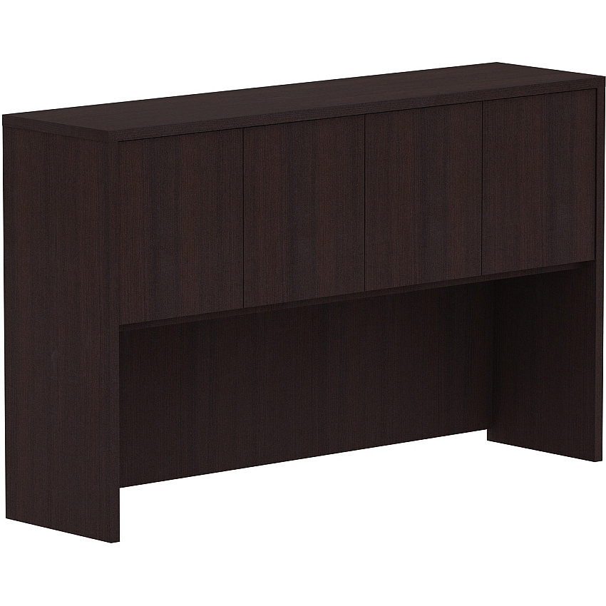 Lorell Essentials Series Stack-on Hutch with Doors 36" Height x 60" Width x 15" Depth - 4 Door(s) - Finish: Espresso Laminate (LLR18270)