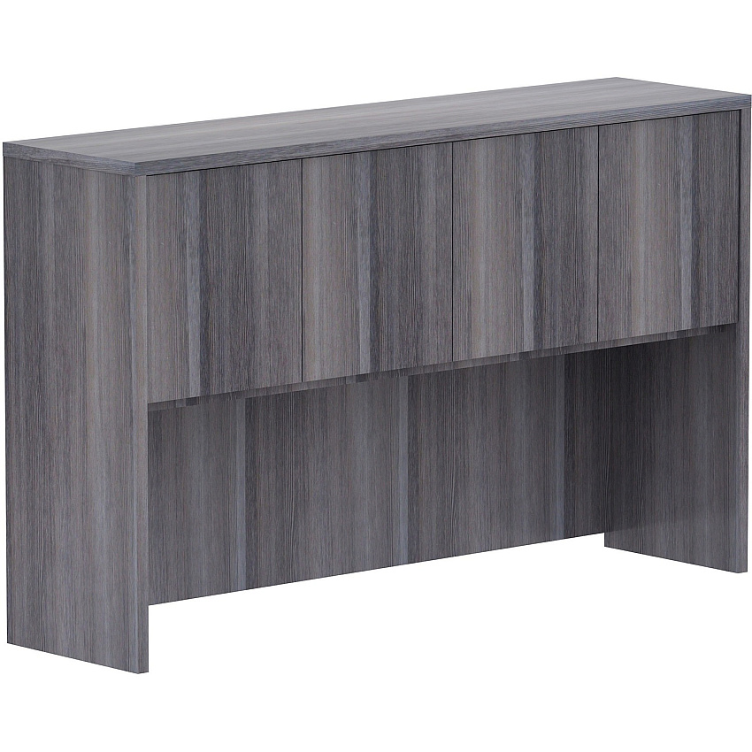 Lorell Essentials Series Stack-on Hutch with Doors 36" Height x 60" Width x 15" Depth - 4 Door(s) - Finish: Weathered Charcoal Laminate (LLR69620)