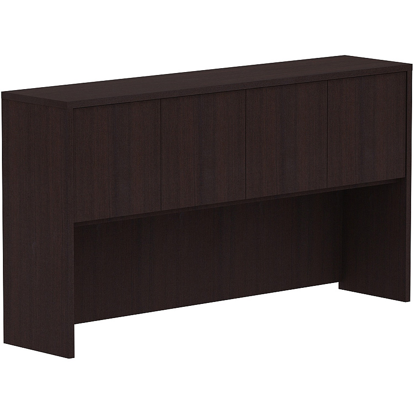 Lorell Essentials Series Stack-on Hutch with Doors 36" Height x 66" Width x 15" Depth - 4 Door(s) - Finish: Espresso Laminate (LLR18269)
