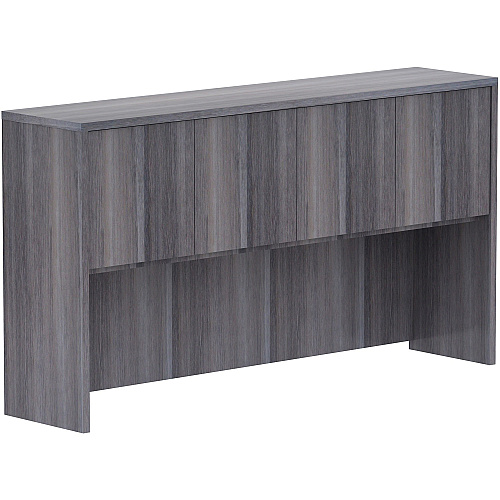 Lorell Essentials Series Stack-on Hutch with Doors 36" Height x 66" Width x 15" Depth - 4 Door(s) - Finish: Weathered Charcoal Laminate (LLR69619)