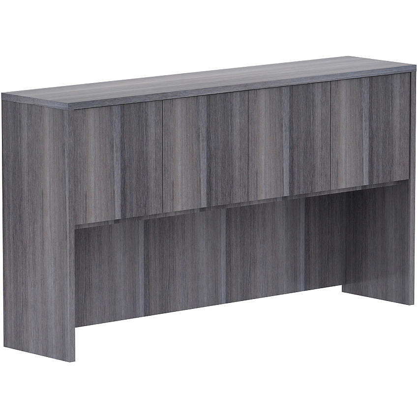 Lorell Essentials Series Stack-on Hutch with Doors 36" Height x 66" Width x 15" Depth - 4 Door(s) - Finish: Weathered Charcoal Laminate (LLR69619)