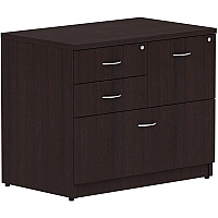 Lorell Essentials Series Box/Box/File Lateral File 29.5" Height x 35.5" Width x 22" Depth Lateral File, x 1" Thickness Side Panel - 4 x File, Box Drawer(s) - Finish: Espresso Laminate (LLR18273)