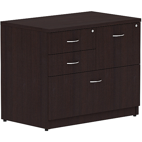 Lorell Essentials Series Box/Box/File Lateral File 29.5" Height x 35.5" Width x 22" Depth Lateral File, x 1" Thickness Side Panel - 4 x File, Box Drawer(s) - Finish: Espresso Laminate (LLR18273)