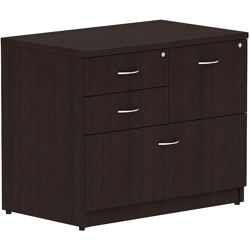 Lorell Essentials Series Box/Box/File Lateral File 29.5" Height x 35.5" Width x 22" Depth Lateral File, x 1" Thickness Side Panel - 4 x File, Box Drawer(s) - Finish: Espresso Laminate (LLR18273)