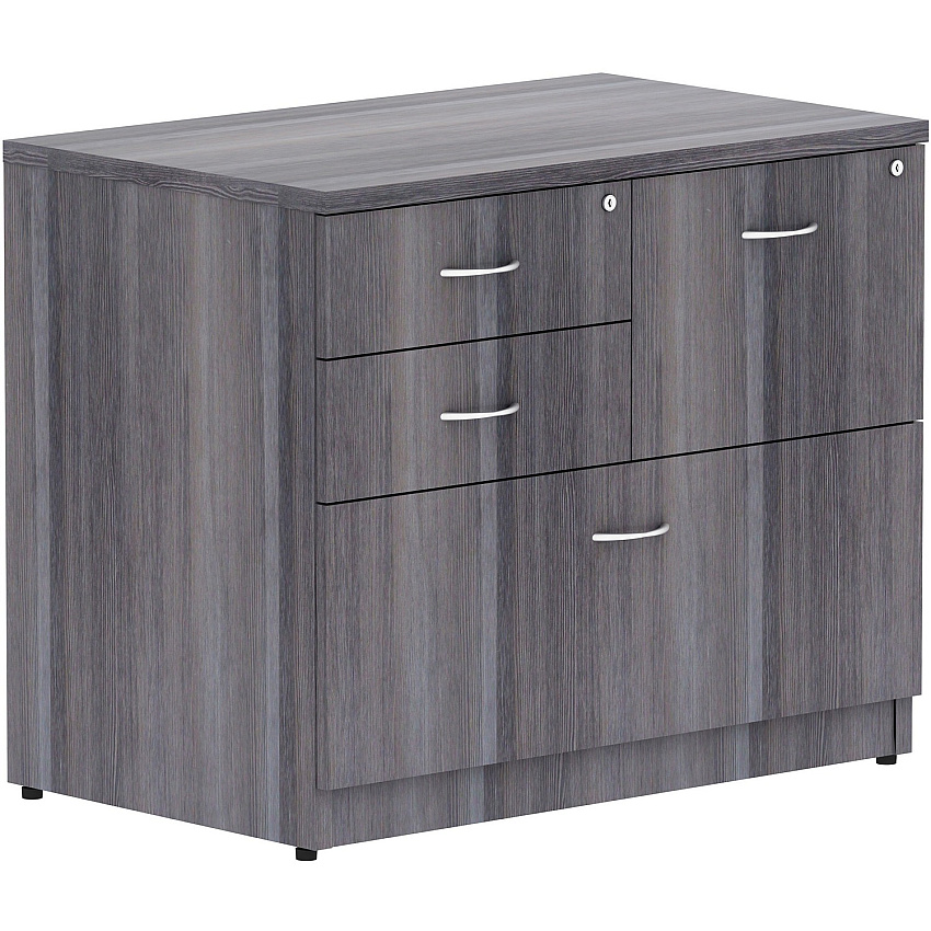 Lorell Essentials Series Box/Box/File Lateral File 29.5" Height x 35.5" Width x 22" Depth Lateral File, x 1" Thickness Top - 4 x File, Box Drawer(s) - Finish: Weathered Charcoal Laminate (LLR69623)