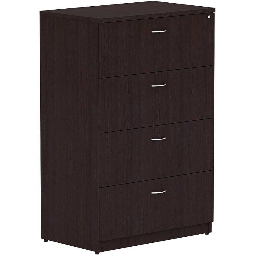Lorell Essentials Series 4-Drawer Lateral File 54.8" Height x 35.5" Width x 22" Depth Lateral File, x 1" Thickness Top - 4 x File Drawer(s) - Finish: Espresso Laminate (LLR18274)