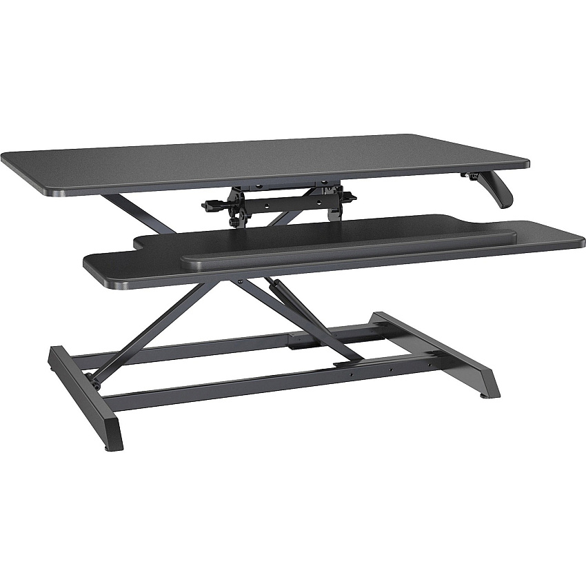 Lorell Large Monitor Desk Riser 37.40 lb Load Capacity - 19.63" Height x 35.38" Width x 19.25" Depth - Desk - Polyvinyl Chloride (PVC), Medium Density Fiberboard (MDF) - Black (LLR99555)