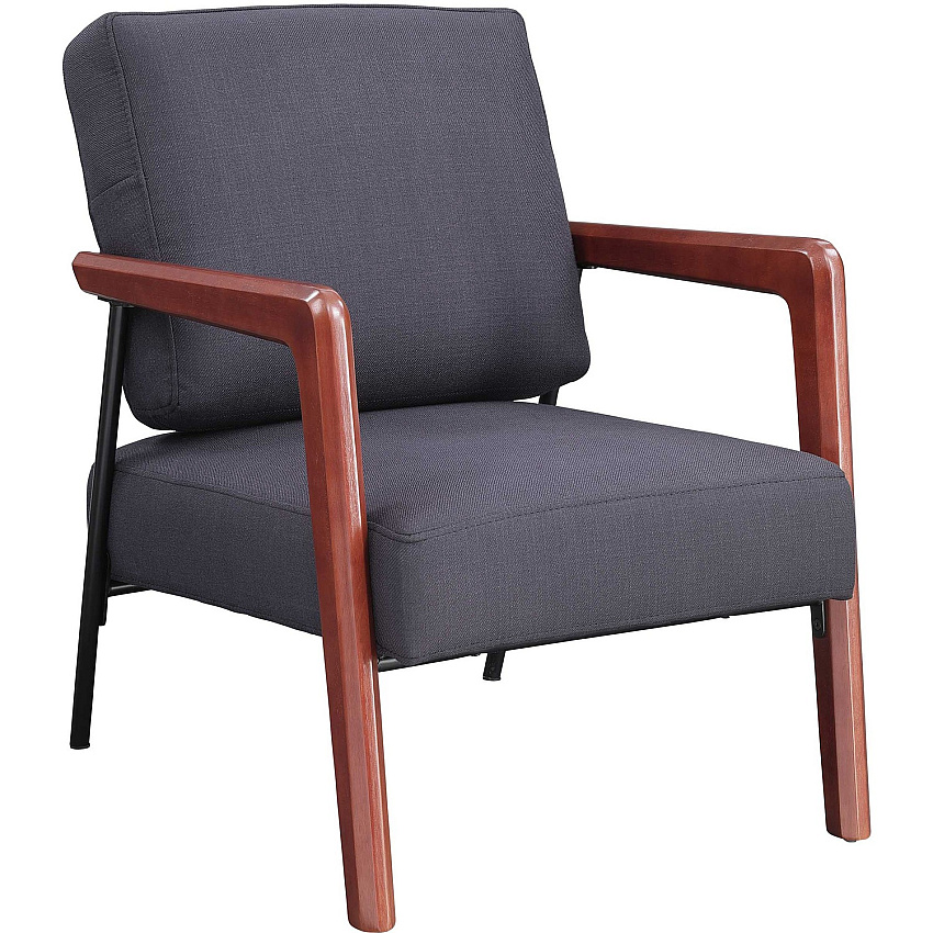 Lorell Upholstered Rubber Wood Lounge Chair Black Seat Color - Fabric Seat Material - Fabric Back Material - Black - 1 Each (LLR67000)
