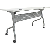 Lorell Flip Top Training Table White Top - Silver Base - 4 Legs - 23.60" Table Top Length x 60" Table Top Width - 29.50" Height - Assembly Required - Melamine Top Material - 1 Each (LLR60744)