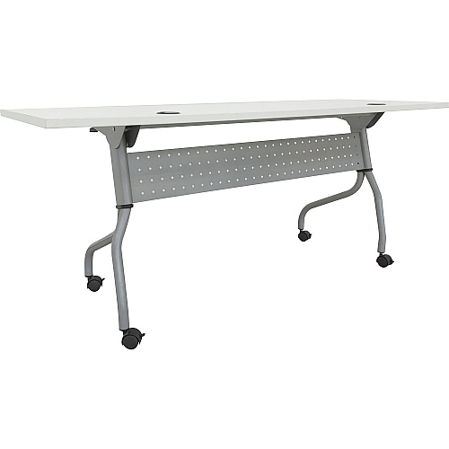 Lorell Flip Top Training Table White Top - Silver Base - 4 Legs - 23.60" Table Top Length x 72" Table Top Width - 29.50" Height - Assembly Required - Melamine Top Material - 1 Each (LLR60743)