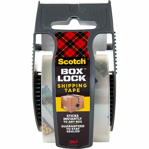 Scotch Box Lock Dispenser Packaging Tape 22.20 yd Length x 1.88" Width - Clear - Dispenser Included - 1 Roll (195)
