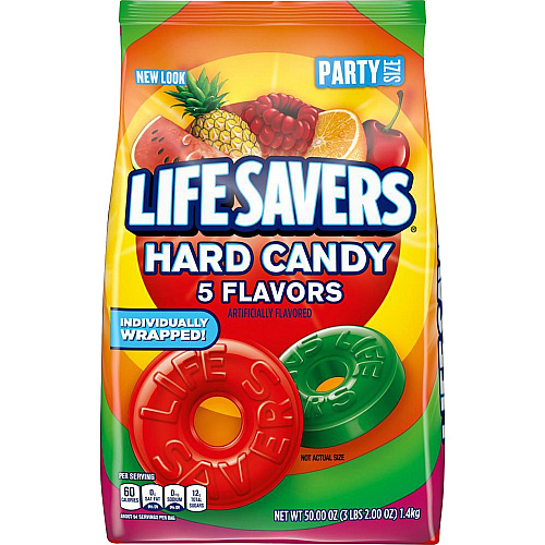 Life Savers Hard Candy Cherry, Raspberry, Watermelon, Orange, Pineapple - Individually Wrapped - 3.12 lb - 1 Each (28098)
