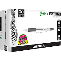 Zebra Pen Z-Grip Retractable Ballpoint Pen 0.7 mm Pen Point - Retractable - Blue Ink - 30 / Pack (25230)