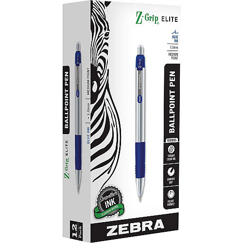 Zebra Pen Z-Grip Elite Metal Retractable Ballpoint Pen (27020)
