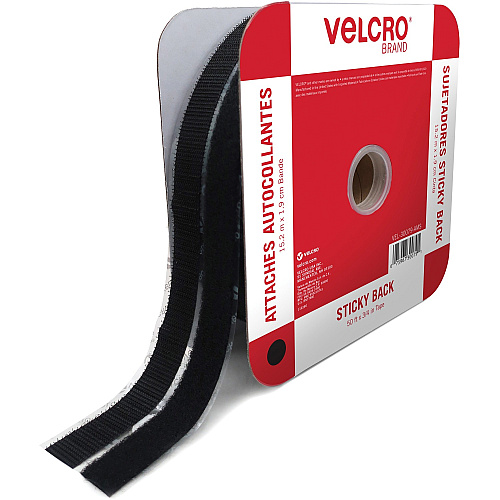 VELCRO&reg; Sticky Back Fasteners 16.67 yd Length x 0.75" Width - 1 / Roll - Black (30079)