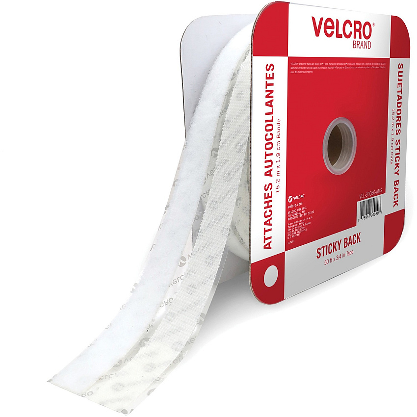 VELCRO&reg; Sticky Back Fasteners 16.67 yd Length x 0.75" Width - White - 1 Roll (30080)