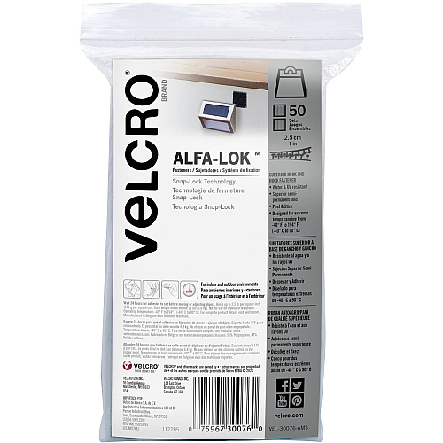 VELCRO&reg; Alfa-Lok Fasteners 1" Length x 1" Width - 50 / Pack (30076)