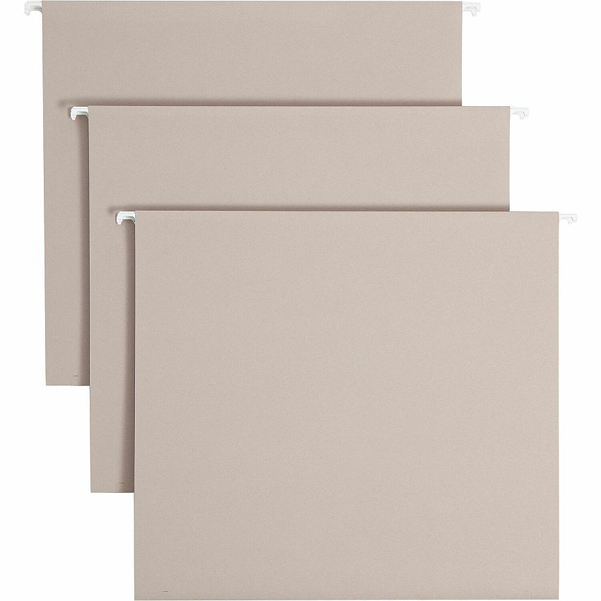 Smead TUFF 1/3 Tab Cut Letter Recycled Hanging Folder 8 1/2" x 11" - 3" Expansion - Top Tab Location - Assorted Tab Position - Steel Gray - 10% Recycled - 18 / Box (64241)