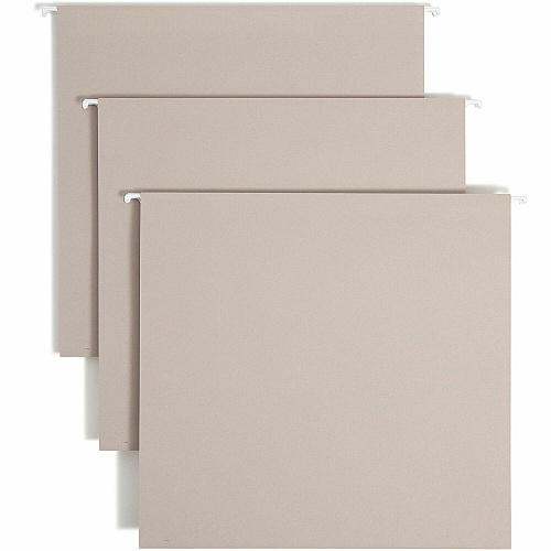 Smead TUFF 1/3 Tab Cut Letter Recycled Hanging Folder 8 1/2" x 11" - 4" Expansion - Top Tab Location - Assorted Tab Position - Steel Gray - 10% Recycled - 18 / Box (64242)