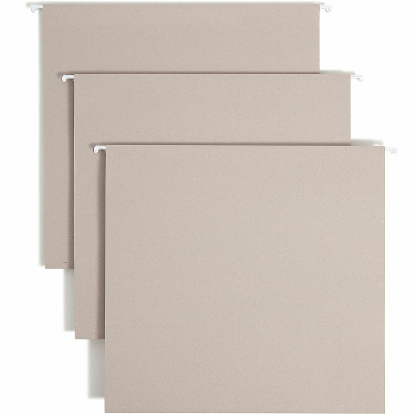 Smead TUFF 1/3 Tab Cut Letter Recycled Hanging Folder 8 1/2" x 11" - 4" Expansion - Top Tab Location - Assorted Tab Position - Steel Gray - 10% Recycled - 18 / Box (64242)