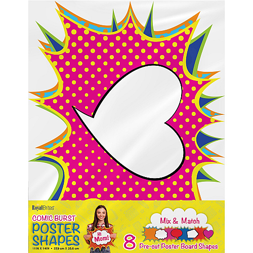 FranklinCovey Geographics Cosmic Burst Shapes Poster Board Fun and Learning, Project, Sign, Display, Art - 18" Height x 14" Width - Multi - 8 / Pack (24756)