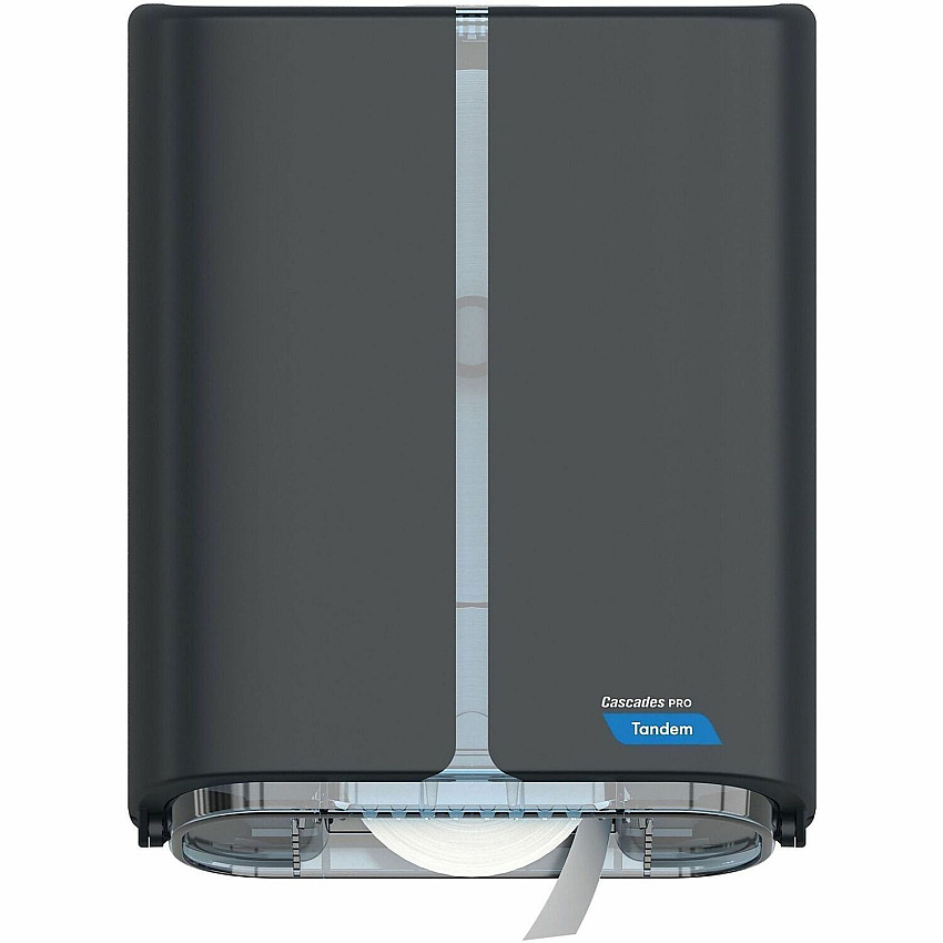 Cascades PRO Tandem Jumbo Toilet Paper Dispenser, Single Roll Touchless, Roll Dispenser - 1 x Roll - 13.8" Height x 10.8" Width x 5.6" Depth - Dark Gray - Hygienic, Jam Resistant - 1 Each (C382)