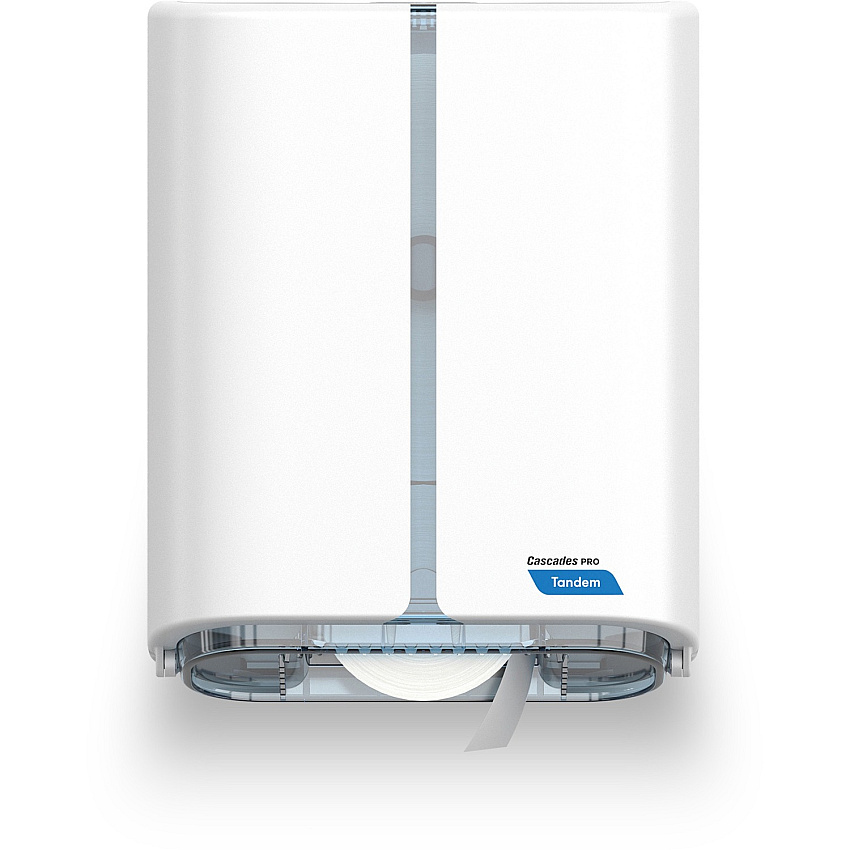 Cascades Tandem Jumbo Toilet Paper Dispenser, Single Roll (C382) Touchless, Roll Dispenser - 1 x Roll - 13.8" Height x 10.8" Width x 5.6" Depth - White - Hygienic, Jam Resistant - 1 Each (C383)
