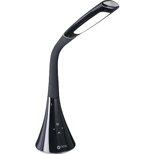 OttLite Swerve LED Desk Lamp with 3 Color Modes and USB 23" Height x 5.1" Width - LED Bulb - Black - Flexible Neck, Adjustable Height, Adjustable Brightness, Adjustable Arm, Dimmable, Touch-activated, USB Charging - ABS - Desk Mountable, Table  (CSN34KCW)