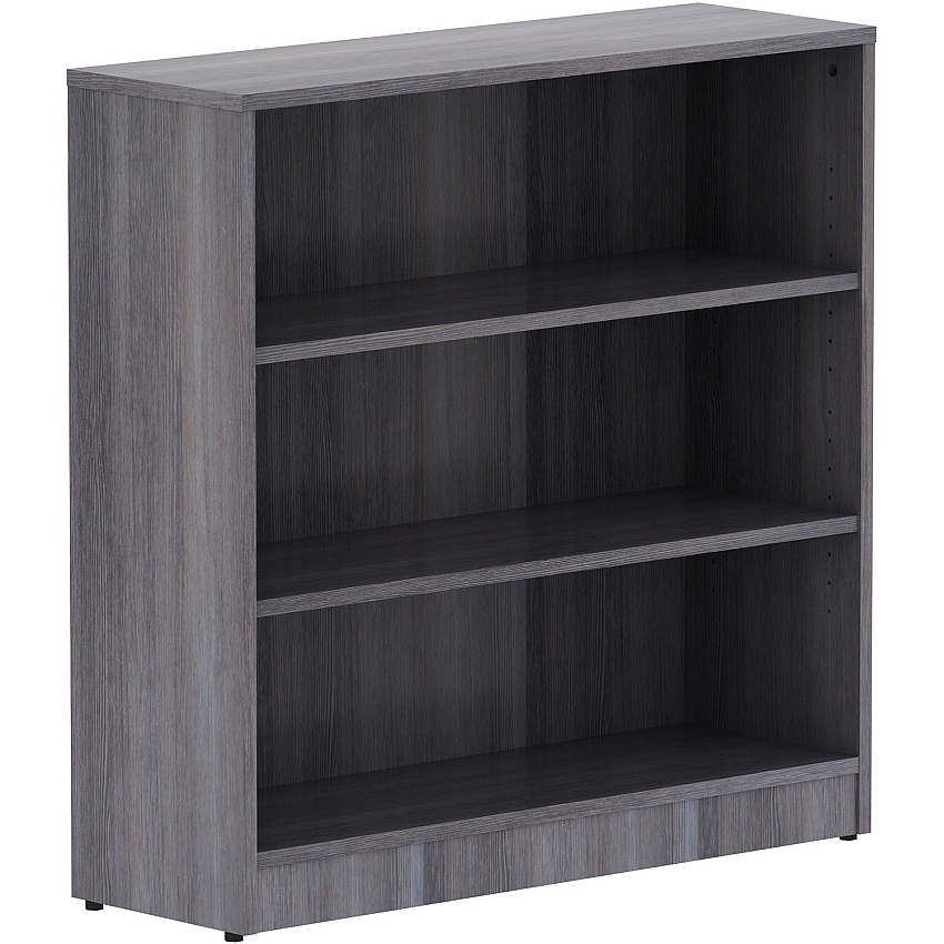 Lorell Laminate Bookcase 36" Width x 12" Depth x 36" Height - 3 x Shelf(ves) - Sturdy, Laminated, Contemporary Style, Square Edge, Adjustable Feet - Weathered Charcoal - Medium Density Fiberboard (MDF) - Assembly Required (LLR69626)
