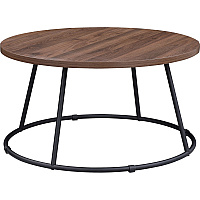 Lorell Accession Coffee Table Walnut Round Top - Powder Coated Four Leg Base - 4 Legs - 200 lb Capacity - 1