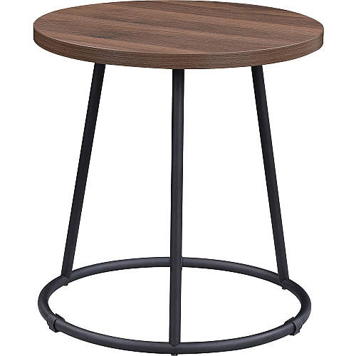 Lorell Accession End Table Round Top - Powder Coated Four Leg Base - 4 Legs - 200 lb Capacity - 1" Table Top Thickness x 19" Table Top Diameter - 19.75" Height - Assembly Required - Walnut - Laminate Top Material - 1 Each (LLR16261)