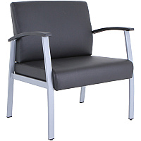 Lorell Healthcare Reception Big & Tall Antimicrobial Guest Chair Vinyl Seat Material - Vinyl Back Material - Powder Coated Silver Frame Color - Steel Frame Material - Four-legged Base - Black, Silver - Armrest - 1 Each (LLR67001)