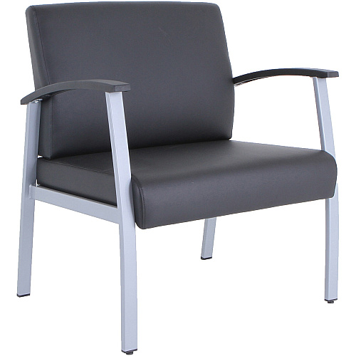 Lorell Healthcare Reception Big & Tall Antimicrobial Guest Chair Vinyl Seat Material - Vinyl Back Material - Powder Coated Silver Frame Color - Steel Frame Material - Four-legged Base - Black, Silver - Armrest - 1 Each (LLR67001)
