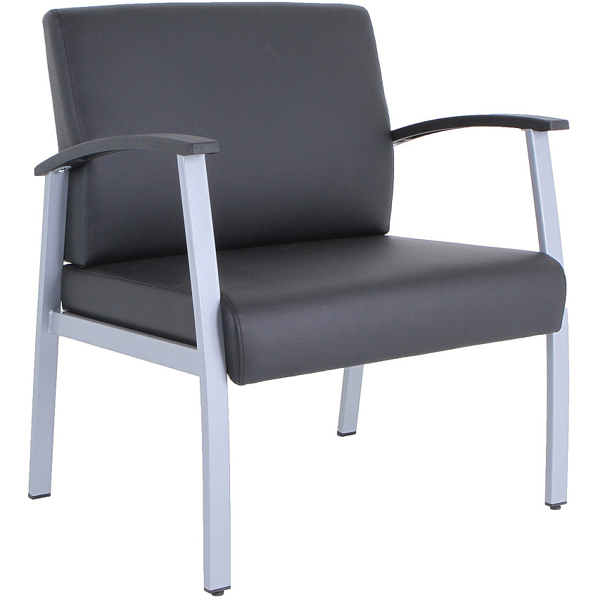 Lorell Healthcare Reception Big & Tall Antimicrobial Guest Chair Vinyl Seat Material - Vinyl Back Material - Powder Coated Silver Frame Color - Steel Frame Material - Four-legged Base - Black, Silver - Armrest - 1 Each (LLR67001)