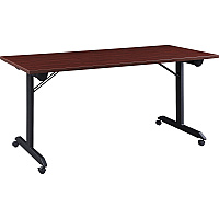 Lorell Mobile Folding Training Table Rectangle Top - Powder Coated Base - 200 lb Capacity - 63